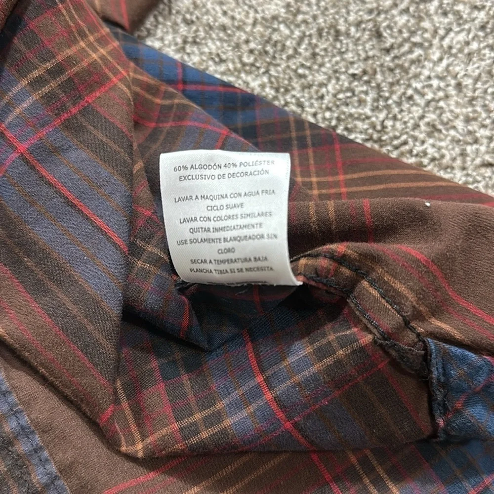 Levi’s men’s Malden button up casual plaid shirt brown blue red yellow large